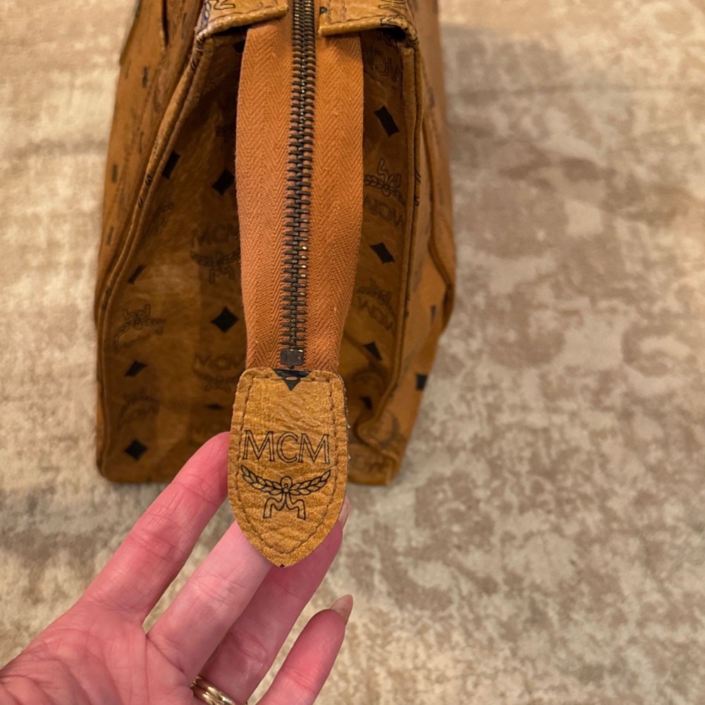 MCM Cognac Monogram Tote Bag - Picture 9 of 15
